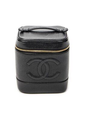 Chanel Timeless Shawl Vanity Case Black Caviar Leather